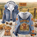 Highland Cow Is My Spirit Animal Custom Hooded Denim Jacket - LeagueLockerGear