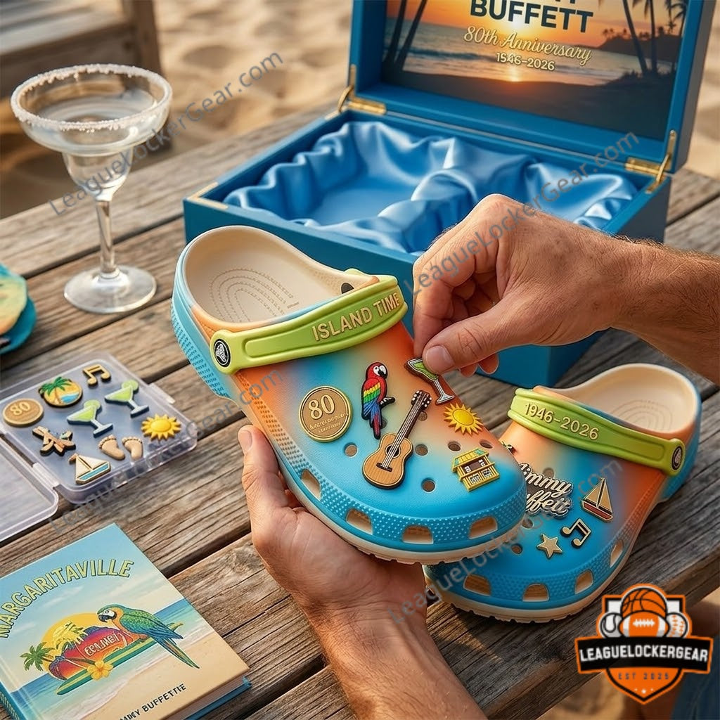 Jimmy Buffett 80th Anniversary 1946-2026 Island Time Crocs - LeagueLockerGear