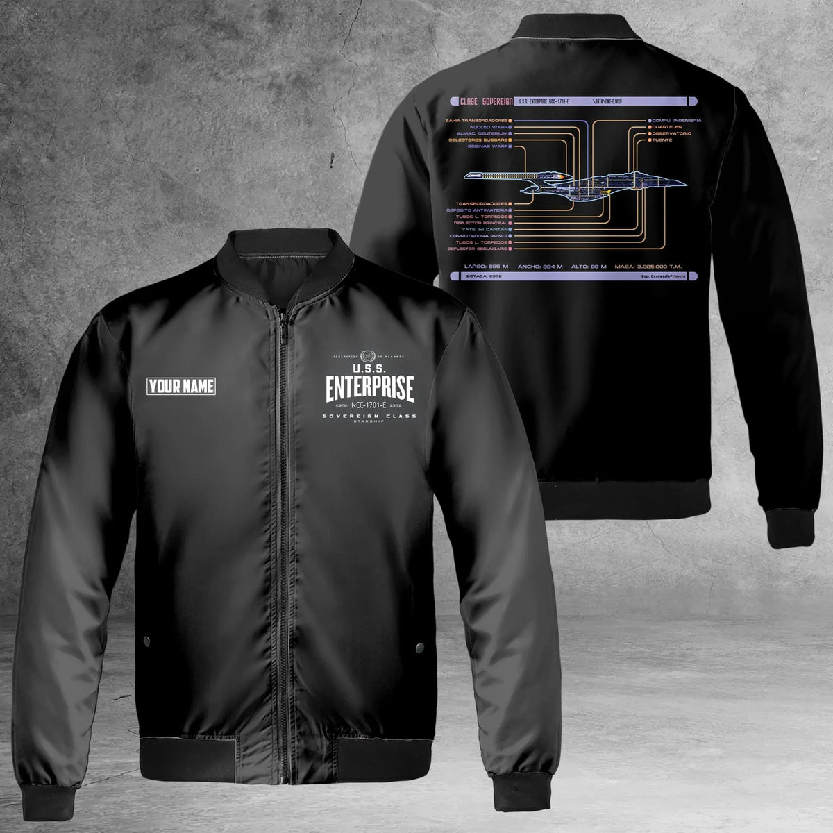 Personalized Star Trek Sovereign Class U.S.S. Enterprise NCC-1701-E Bomber Jacket | Buy for only at THK BUY