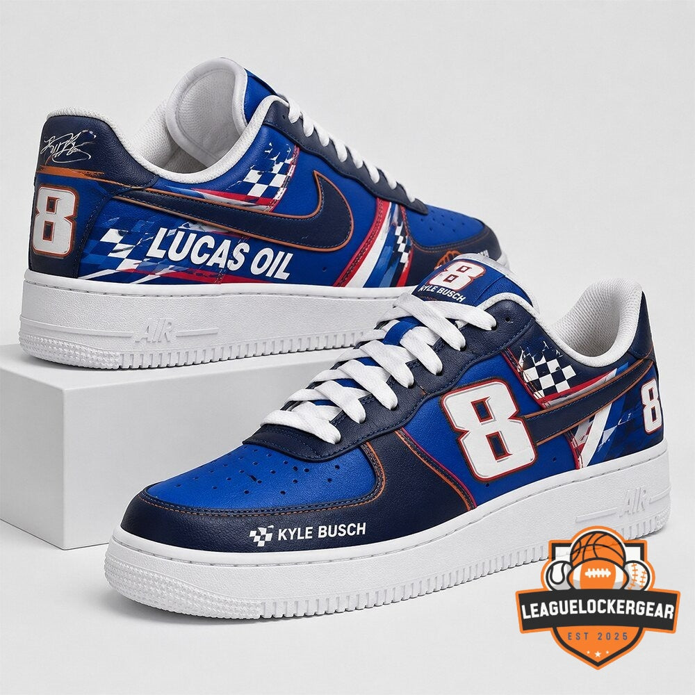Kyle Busch 8 NASCAR Racing Air Force 1 Sneakers - LeagueLockerGear