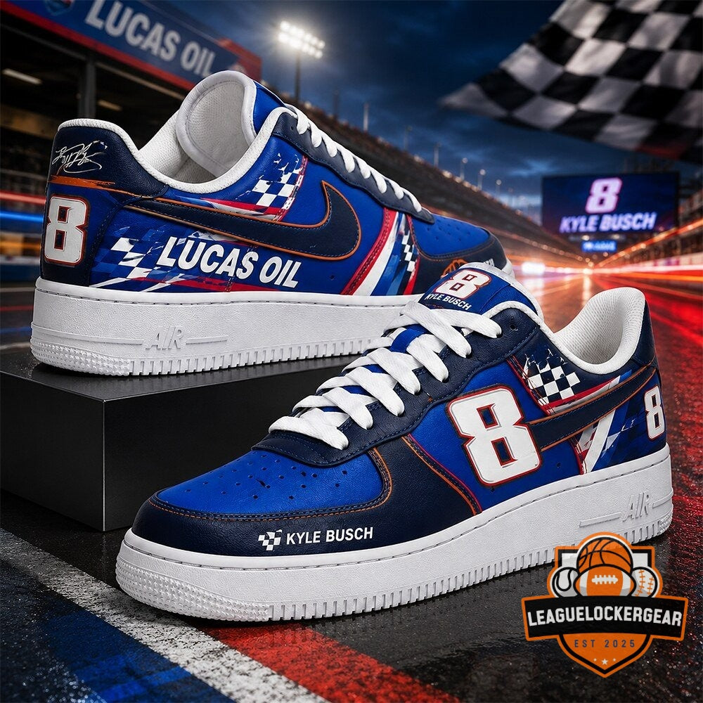 Kyle Busch 8 NASCAR Racing Air Force 1 Sneakers - LeagueLockerGear