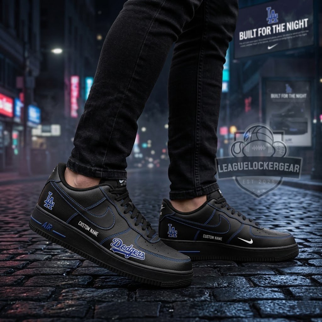 Los Angeles Dodgers 2026 Fashion Black Out Air Force 1 Shoes - LeagueLockerGear