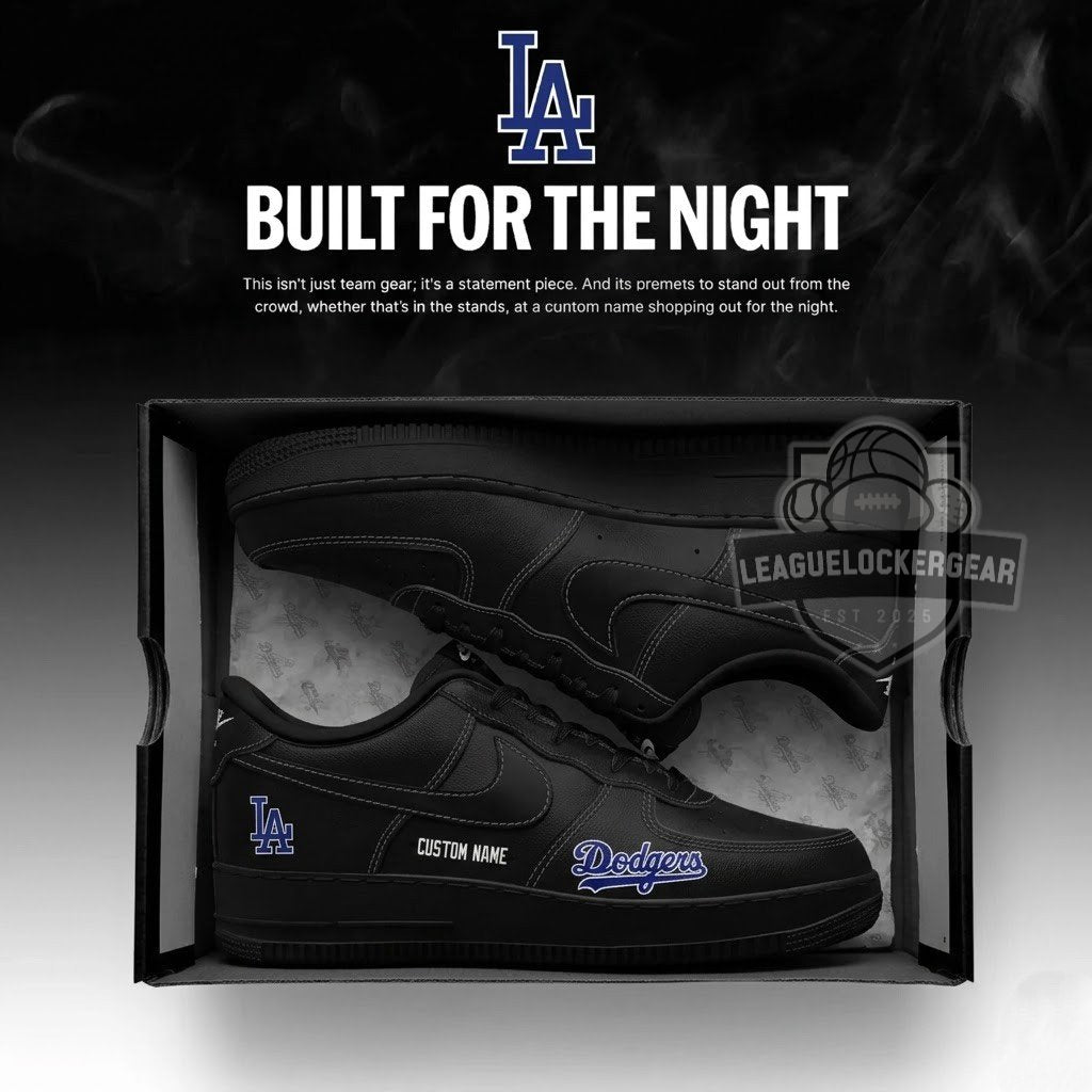 Los Angeles Dodgers 2026 Fashion Black Out Air Force 1 Shoes - LeagueLockerGear