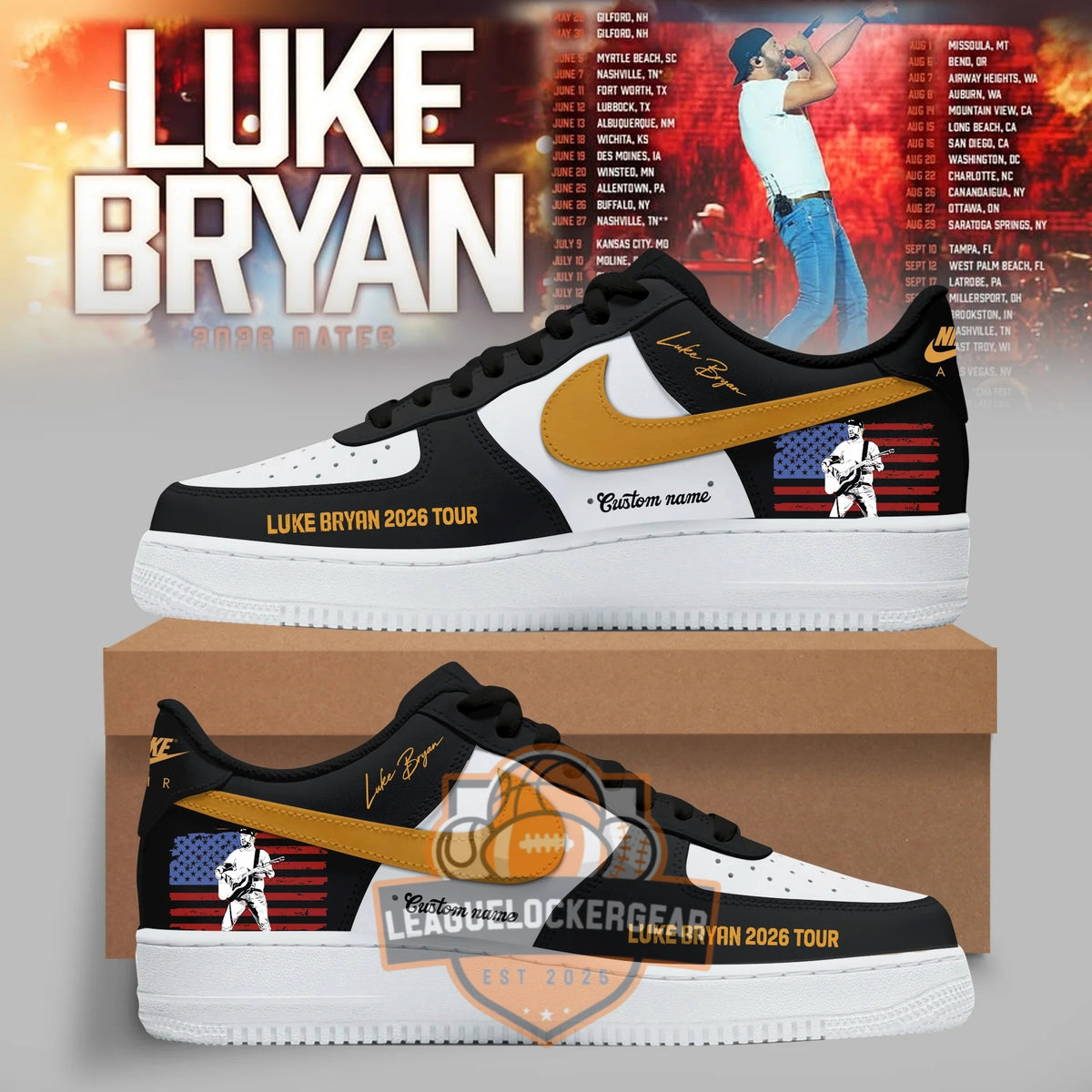 Luke Bryan 2026 Tour Air Force 1 Shoes - LeagueLockerGear