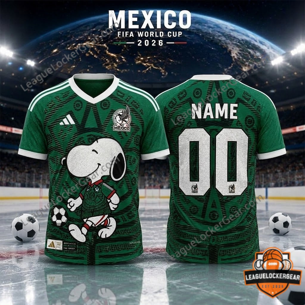 Mexico FIFA World Cup 2026 Snoopy Soccer T-Shirt - LeagueLockerGear