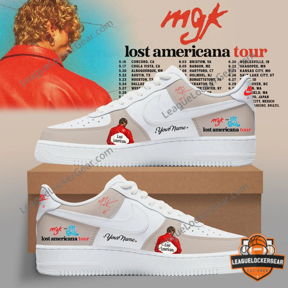 MGK with Wiz Khalifa Lost Americana Tour Custom Sneakers - LeagueLockerGear