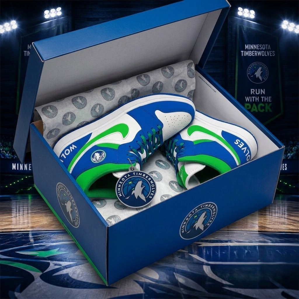 Minnesota Timberwolves Air Jordan 1 High Top Basketball Shoes - LeagueLockerGear