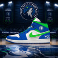Minnesota Timberwolves Air Jordan 1 High Top Basketball Shoes - LeagueLockerGear
