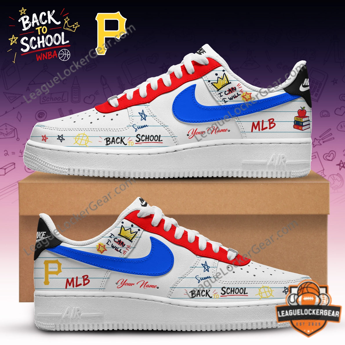 MLB x Back To School Custom Air Force 1 Sneakers - LeagueLockerGear