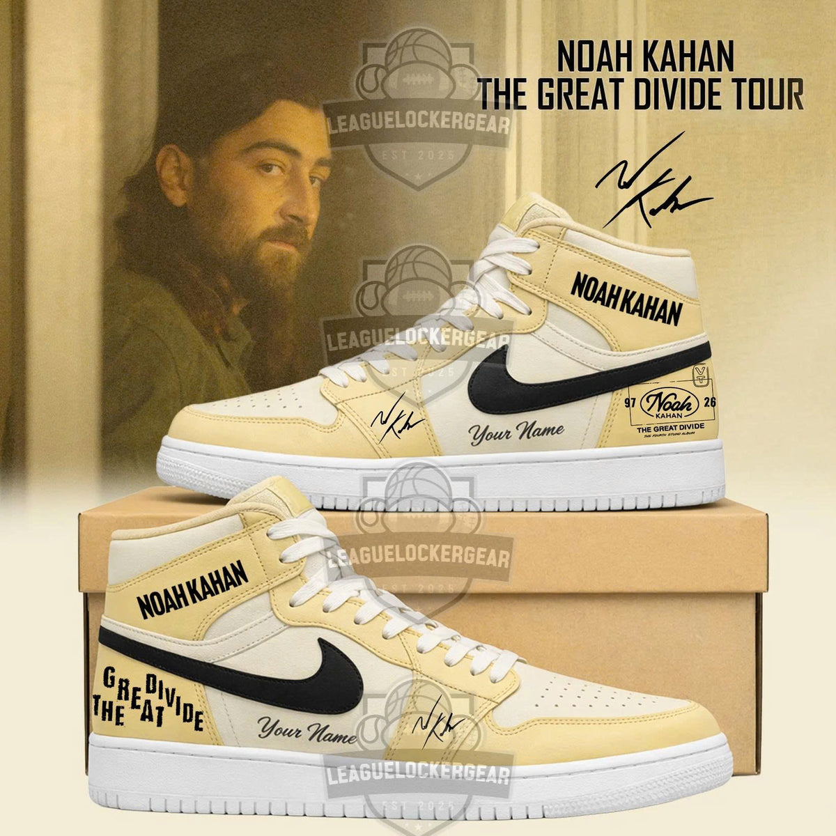 Noah Kahan The Great Divide Tour The Fourth Studio Album High-Top Sneakers - LeagueLockerGear
