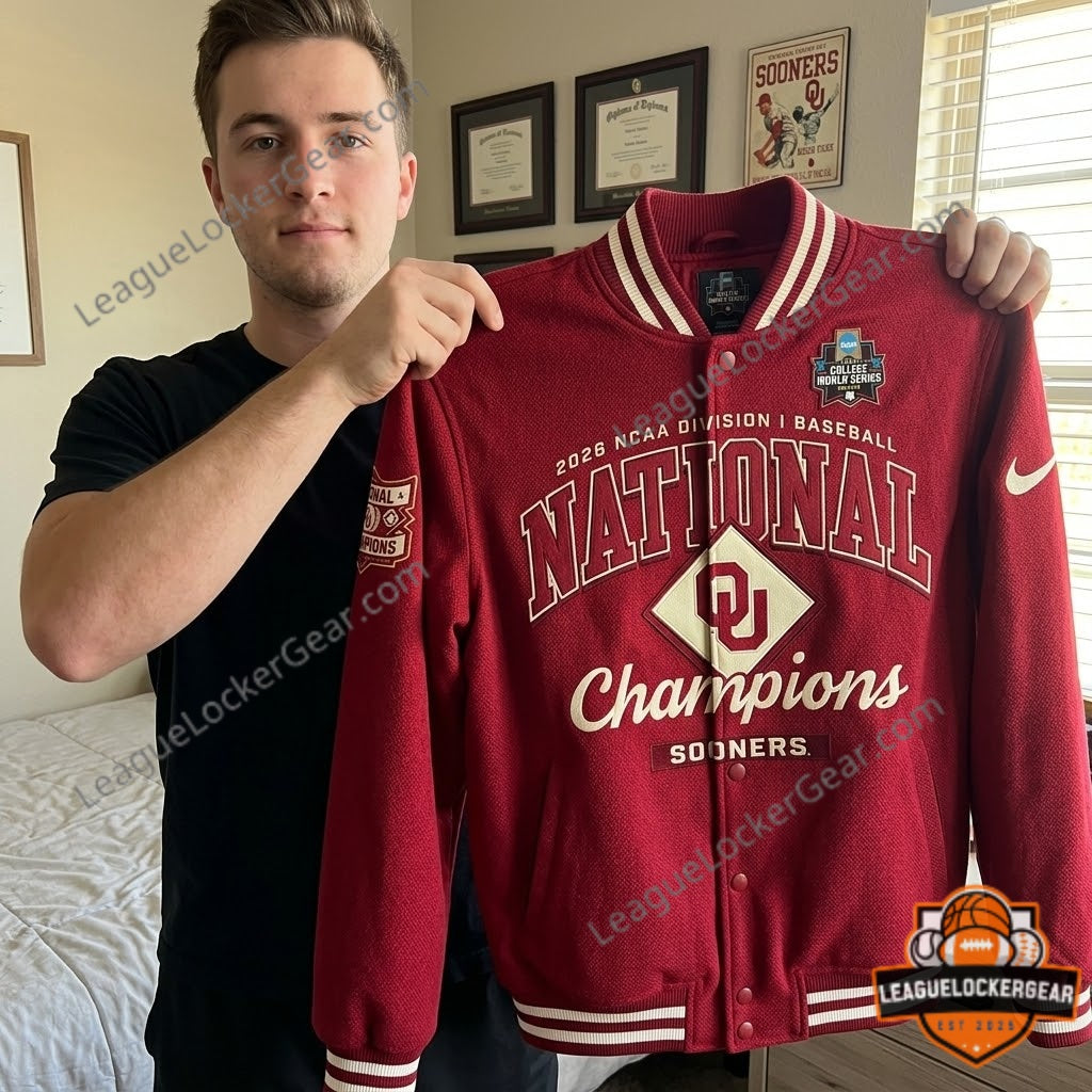 Oklahoma Sooners 2026 NCAA Baseball National Champions Varsity Jacket - LeagueLockerGear