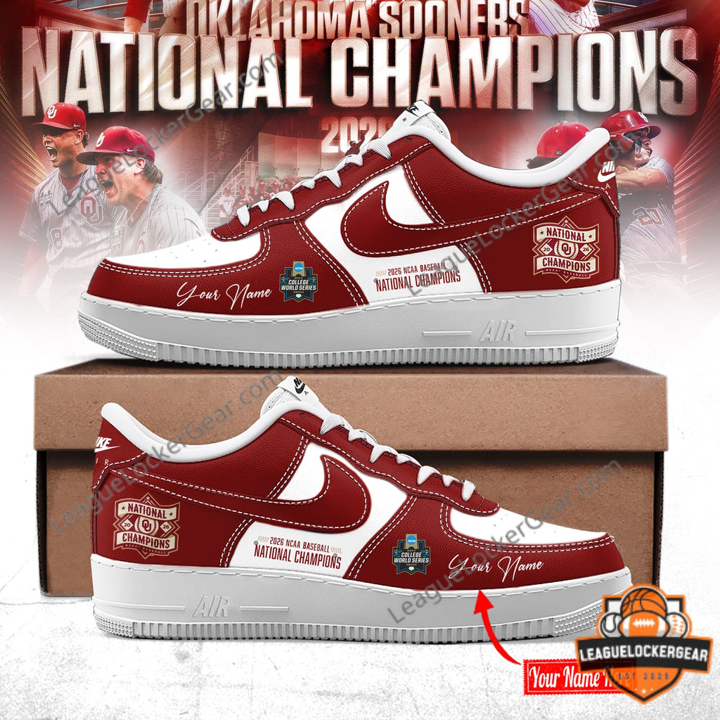 Oklahoma Sooners National Champions College World Series 2026 Sneakers - LeagueLockerGear