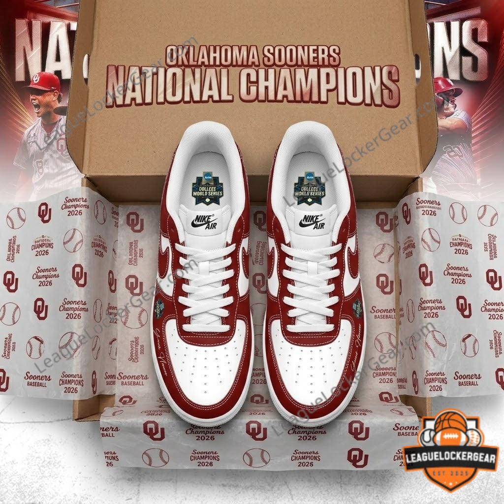 Oklahoma Sooners National Champions College World Series 2026 Sneakers - LeagueLockerGear