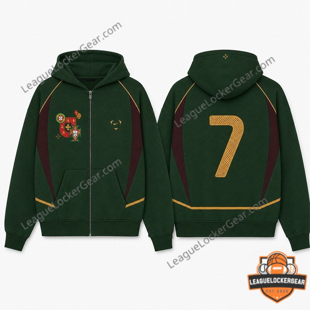 Portugal National Football Team Cristiano Ronaldo Zip Hoodie - LeagueLockerGear
