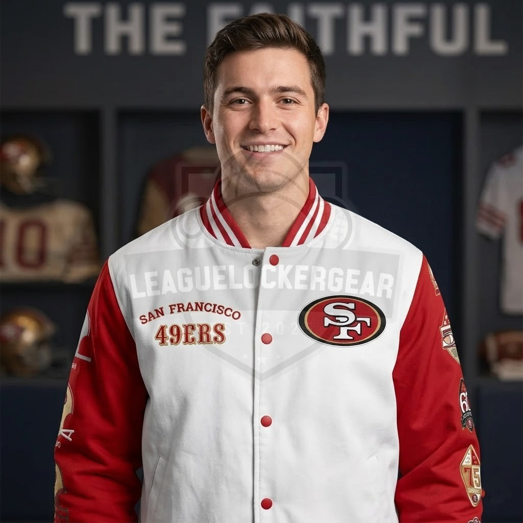 San Francisco 49ers 80th Anniversary Varsity Jacket - LeagueLockerGear