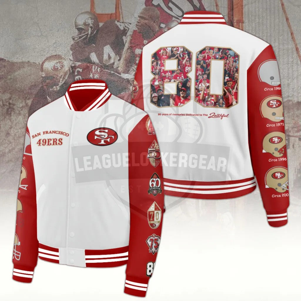 San Francisco 49ers 80th Anniversary Varsity Jacket - LeagueLockerGear