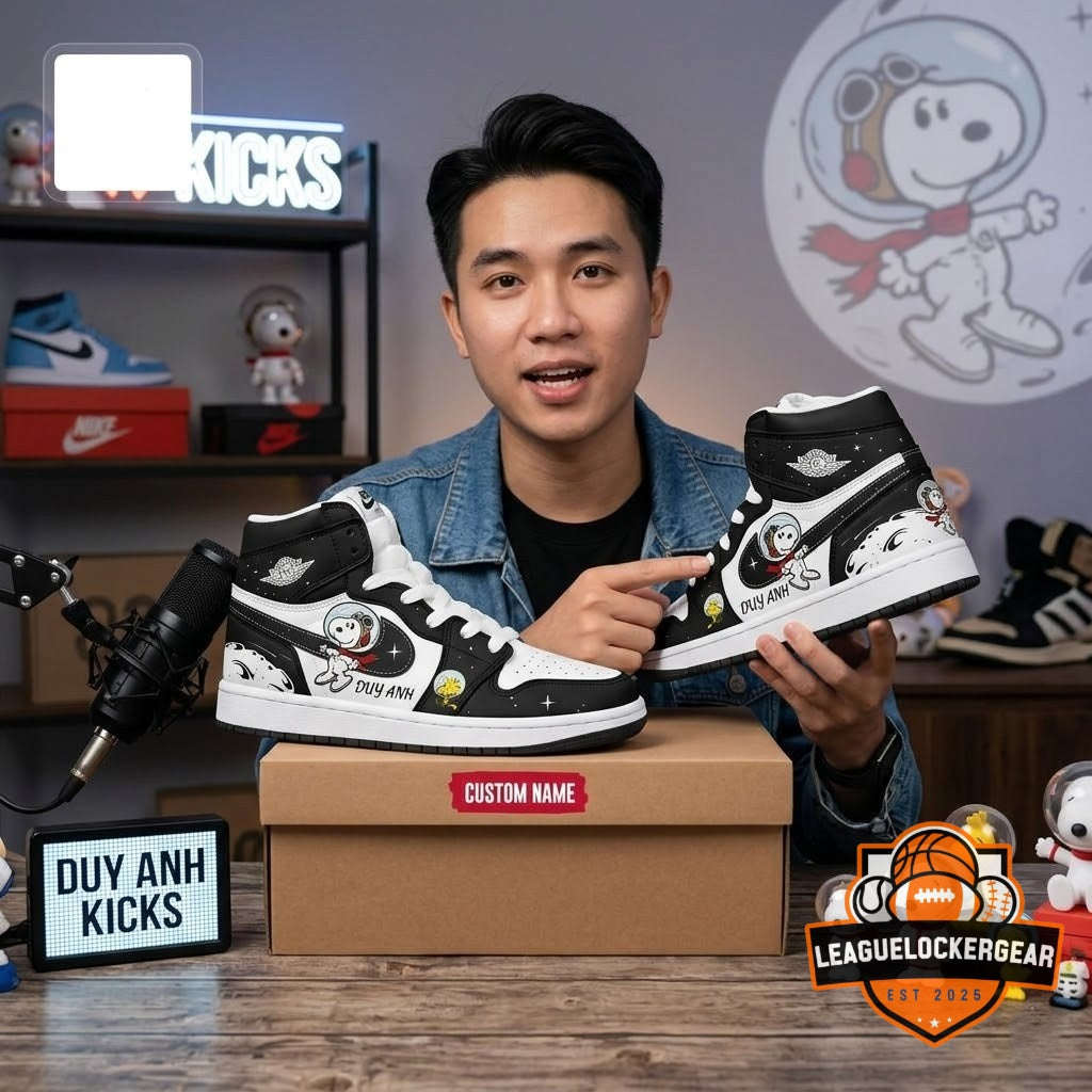 Snoopy Astronaut Space Custom AJ1 Sneakers - LeagueLockerGear