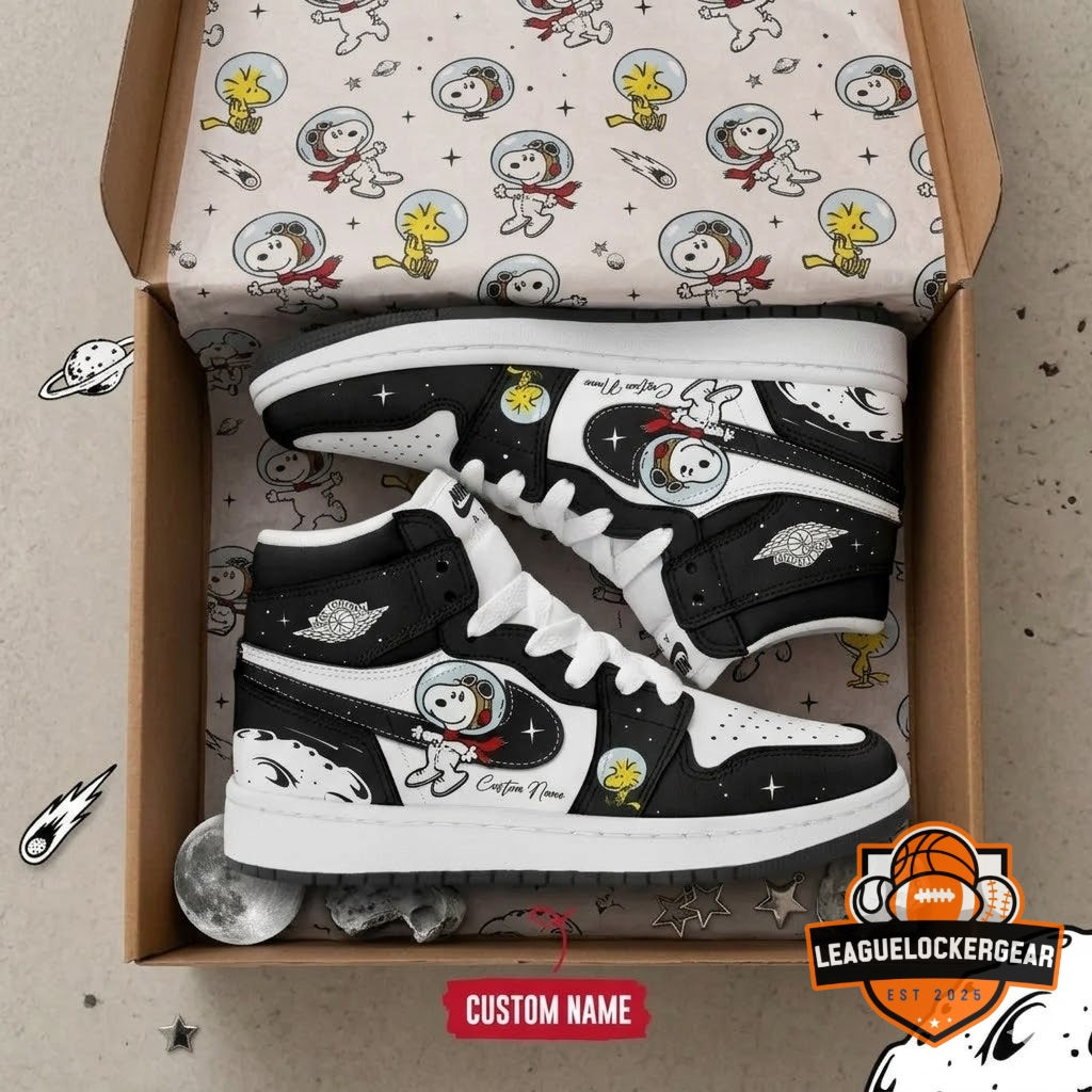 Snoopy Astronaut Space Custom AJ1 Sneakers - LeagueLockerGear
