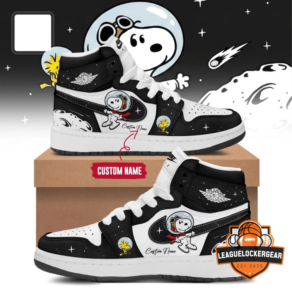 Snoopy Astronaut Space Custom AJ1 Sneakers - LeagueLockerGear