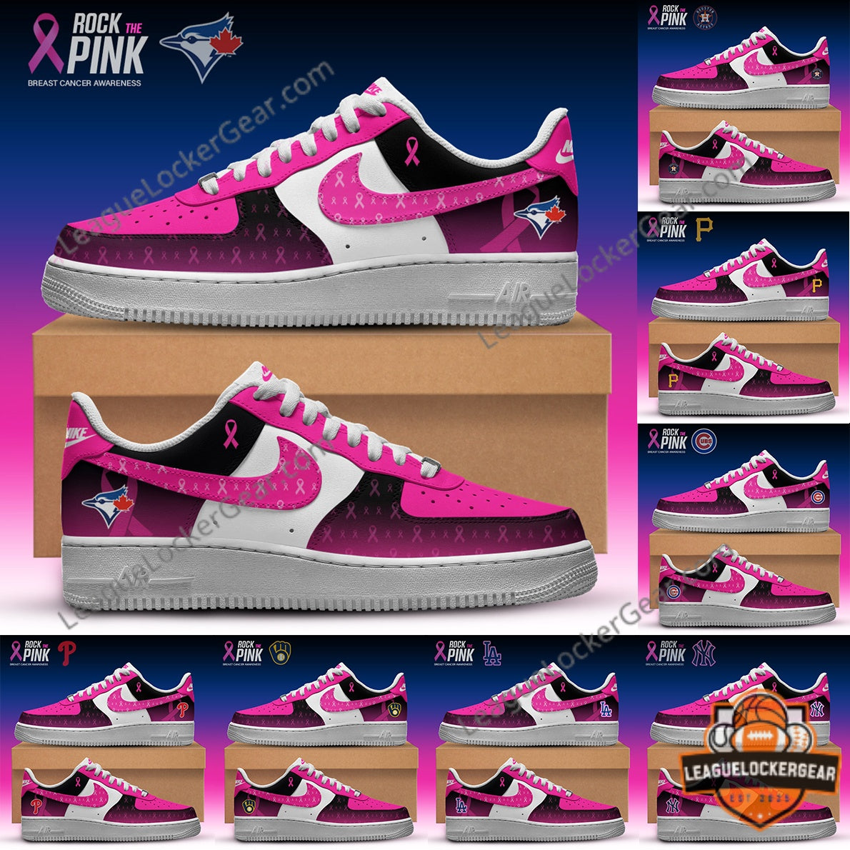 All Team MLB x Rock The Pink Breast Cancer Awareness Sneakers - LeagueLockerGear