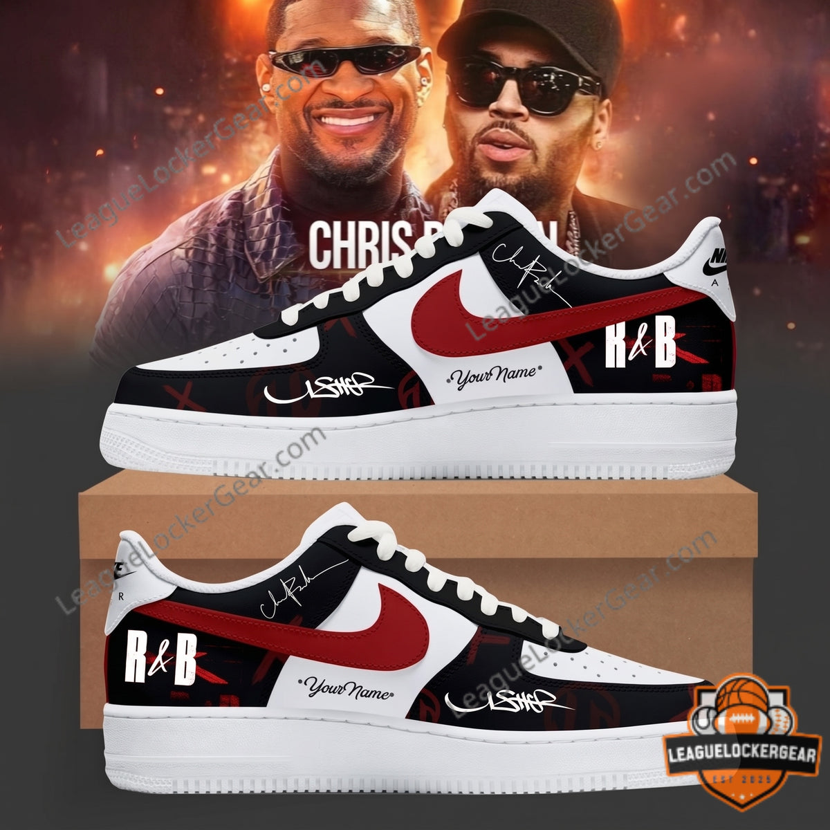 Usher Chris Brown R&B Tour Custom Sneakers - LeagueLockerGear