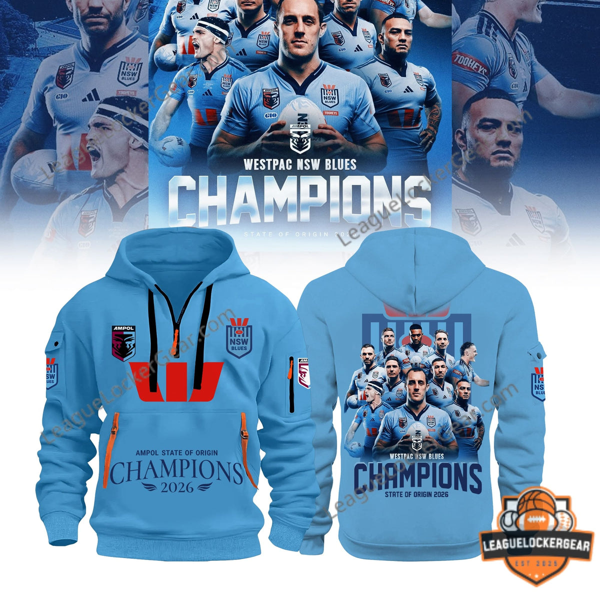 WESTPAC NSW BLUES AMPOL State of Origin Champions 2026 Hoodie - LeagueLockerGear